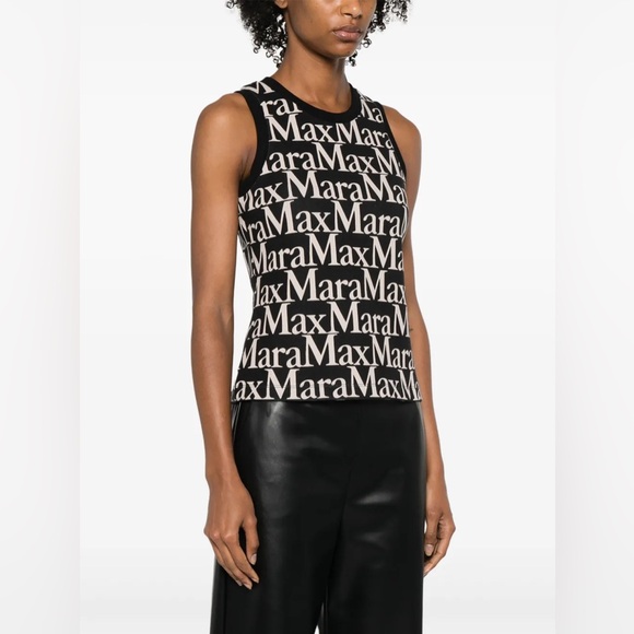 🖤 MaxMara Printed Scuba Tank Top – Black & Beige - Picture 4 of 13